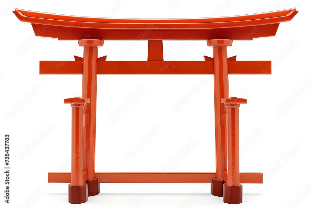 an orange japanese tori tori gate on a white background, 