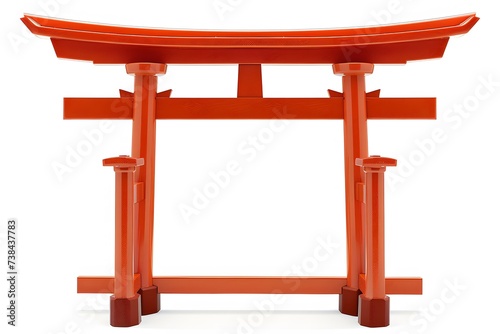 an orange japanese tori tori gate on a white background, 