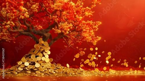 chinese new year tree full of money