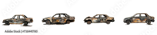 Set of Burned Car on transparency background PNG