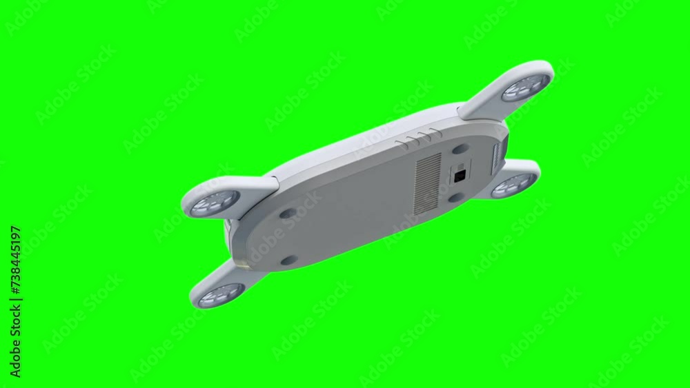 Drone white color flying close-up. Animation On Green Screen. 3D Render. Drone white color flying close-up. Animation On Green Screen. 3D Render.