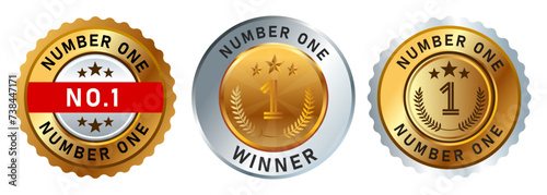 Number one gold circle seal emblem badge ranking winner 1st winner first good excellent award