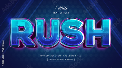 Rush editable text effect style Premium Vector