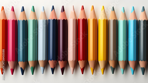 Obraz na płótnie Row of colored pencils with white background. Back to school. w salonie