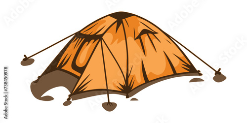 Tourist tent, camping equipment, isolated on white background, vector design