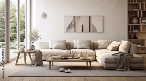 Interior design of modern elegant living room inspired with scandinavian sophistication 