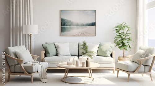 Interior design of modern sophisticated living room inspired with scandinavian elegance  © john258