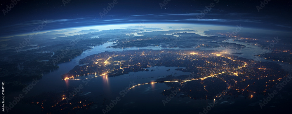 Earth from space in the style of future