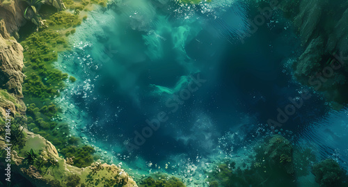 the blue water of a lake © Sticker Me