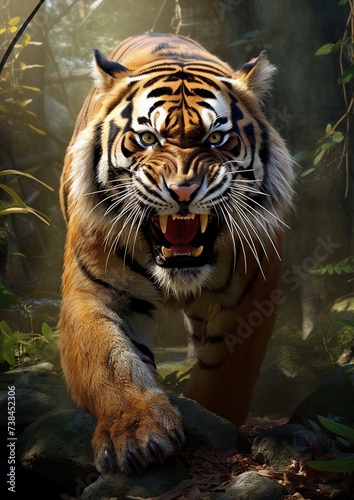 Fierce Encounter in the Enchanting Jungle with the Tiger