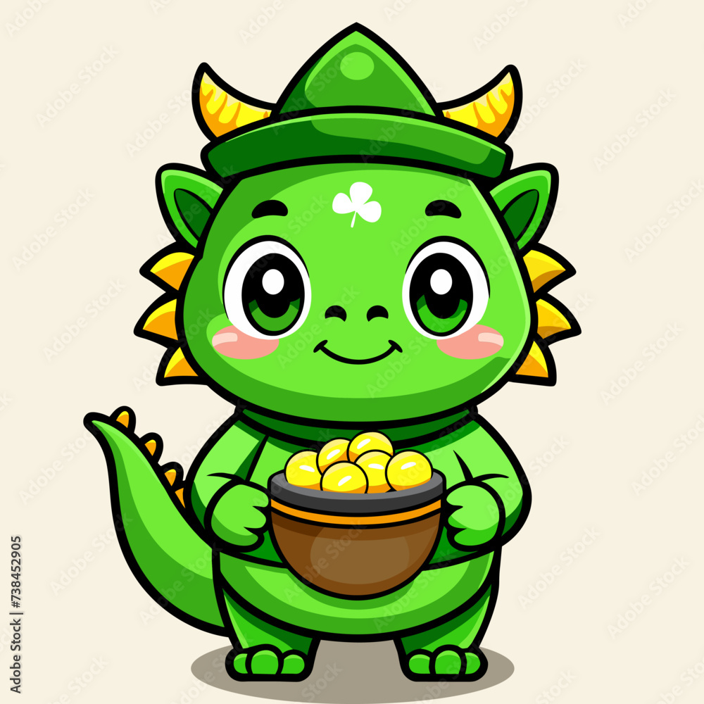 Fototapeta premium A Dragon cartoon saint patrick's day.Generative AI