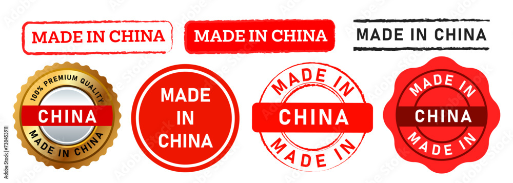 Made in China rectangle and circle stamp label sticker sign product Chinese product