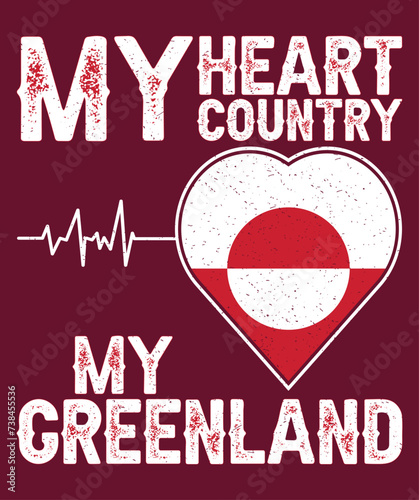 My Heart Country My Greenland, Greenland Lover Vector Design, Typography Design.