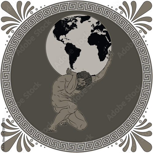 Greek mythology titan holding the earth photo