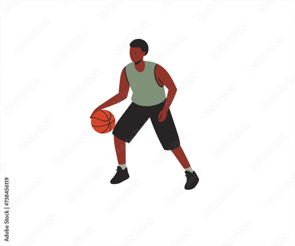 basketball player flat mascot illustration
