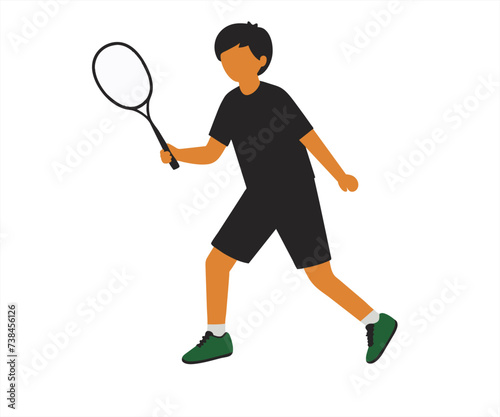 badminton player flat mascot illustration logo © dinny