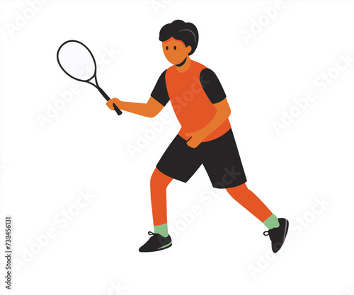badminton player flat mascot illustration logo © dinny