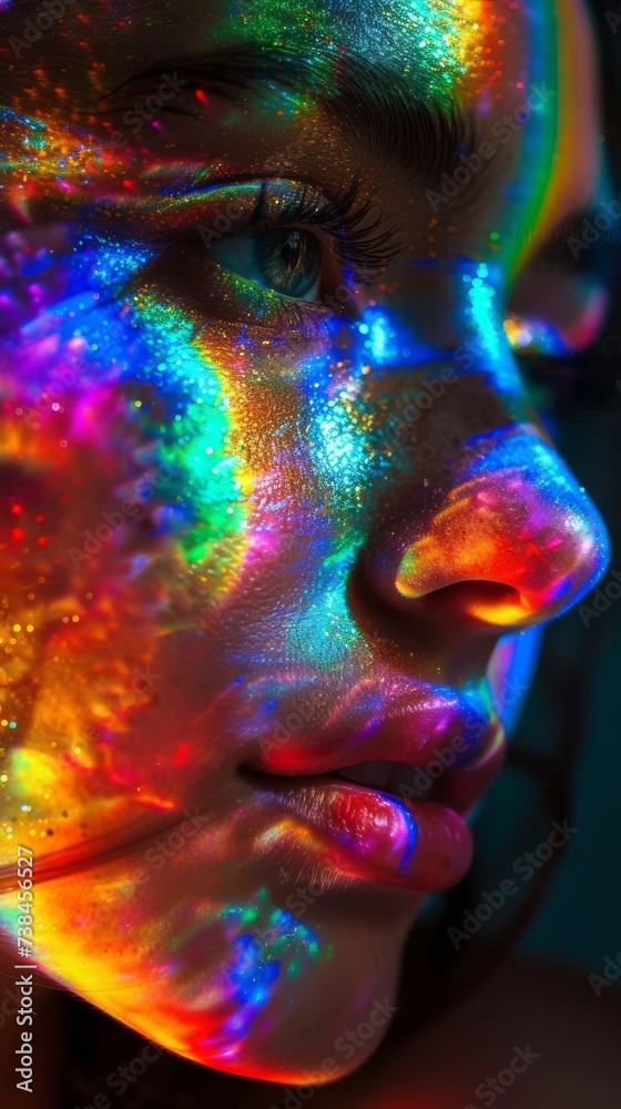 A mythical being embodying the essence of neon rainbows A mythical being embodying the essence of neon rainbows