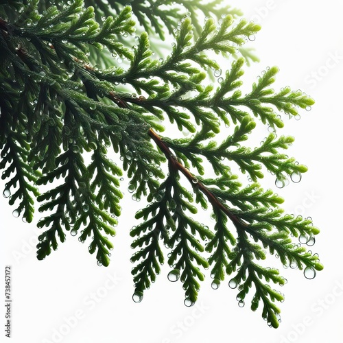 Thuja branch isolated on white background