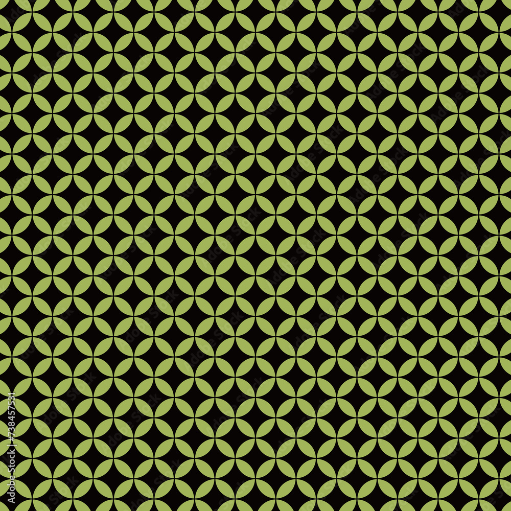 Naklejka premium 花七宝模様 M 8月 黒×ペリドットカラーPeridot 平和 幸運