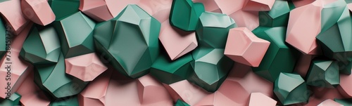 Dusty pink emerald green shapes background .  Banner photo