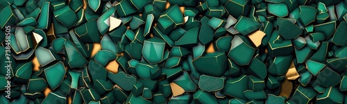 Emerald green gold color shapes background . Banner photo