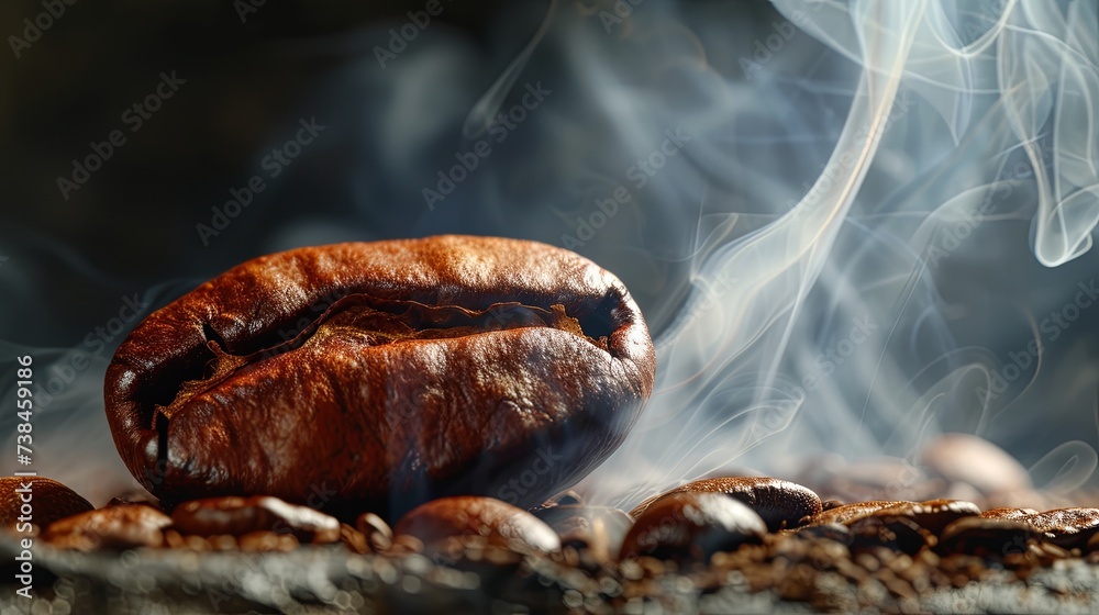 Coffee bean frying with smoke steam aroma. Banner background design Coffee bean frying with smoke steam aroma. Banner background design