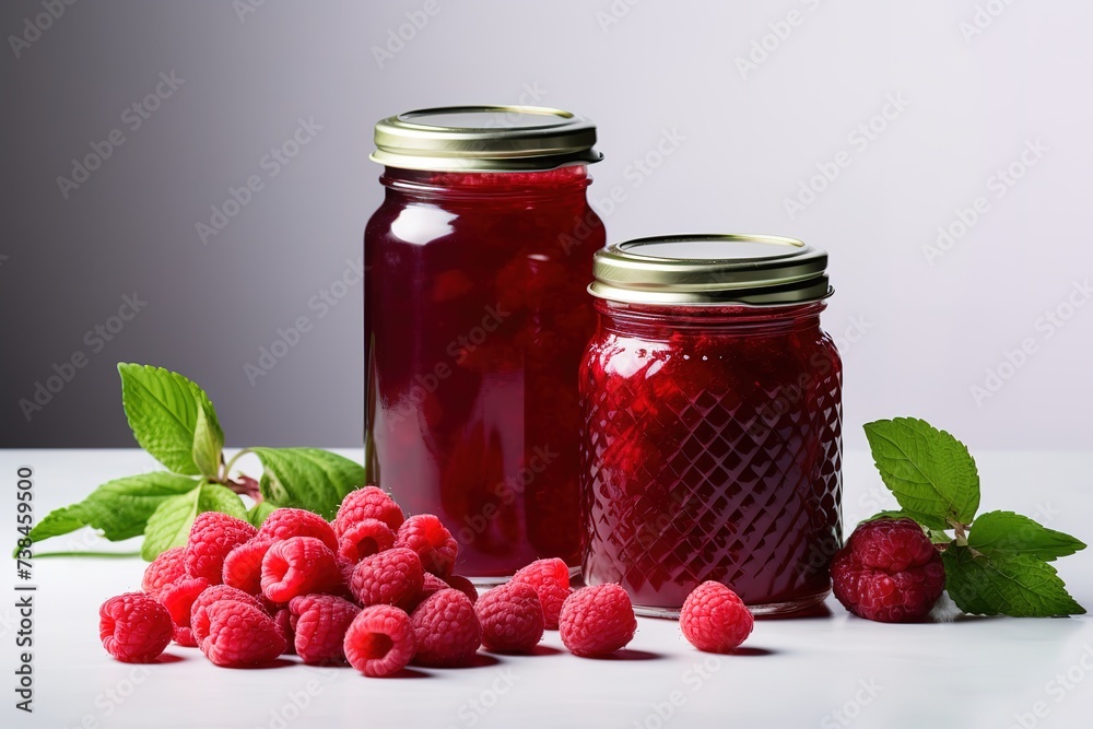 Raspberry jam with delicious berries, homemade Raspberry jam with delicious berries, homemade
