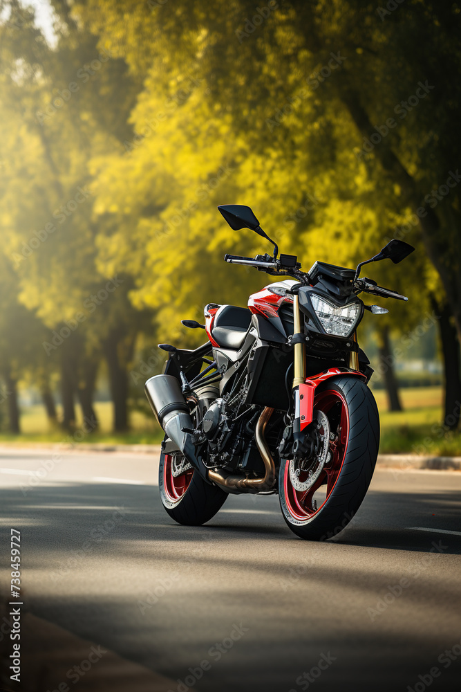 Obraz premium motorcycles on the road, motorbike on the road driving fast. having fun on the empty highway on a motorcycle journey.