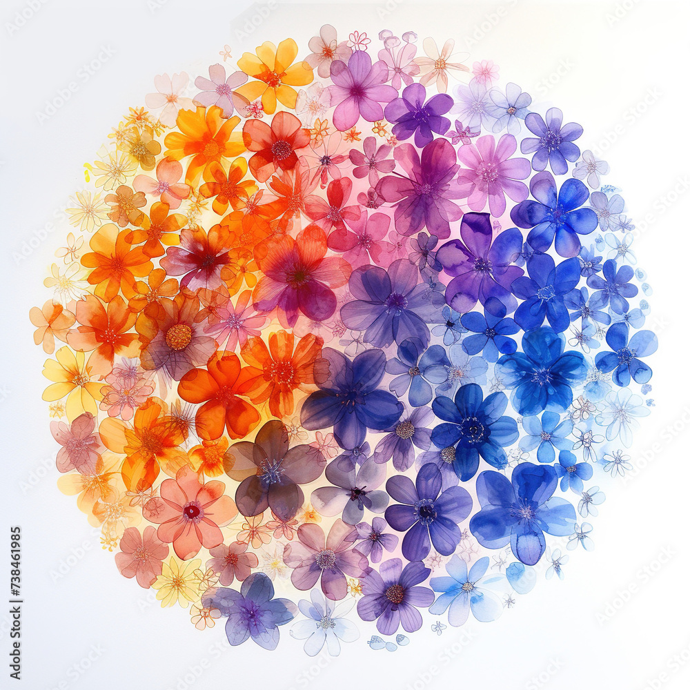 Watercolor Flowers Aerial View Watercolor Flowers Aerial View