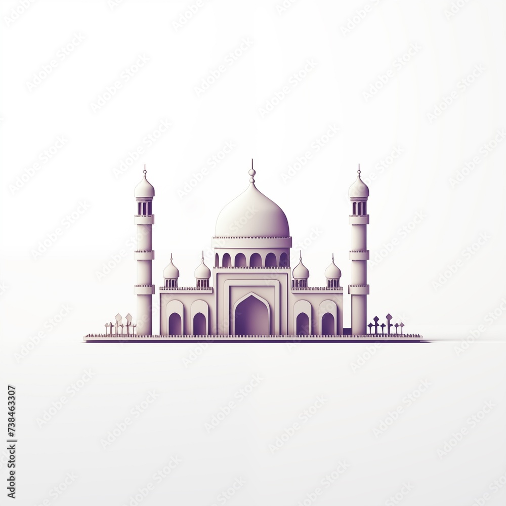 mosque logo with building dome on white background. Islamic building landmark icon Isolated illustration for travel business