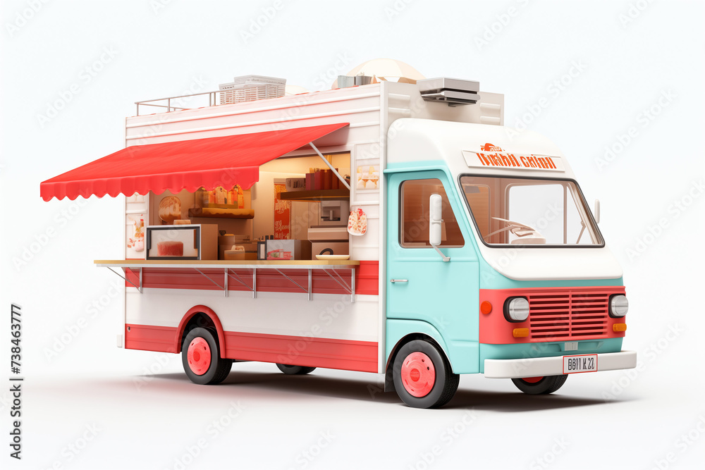 Isolated white background showcasing a vector illustration of a toy truck, representing transport, delivery, and freight in the automobile industry