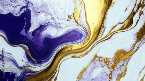 abstract marble texture ripple pattern gold, purpple, and white color background photo