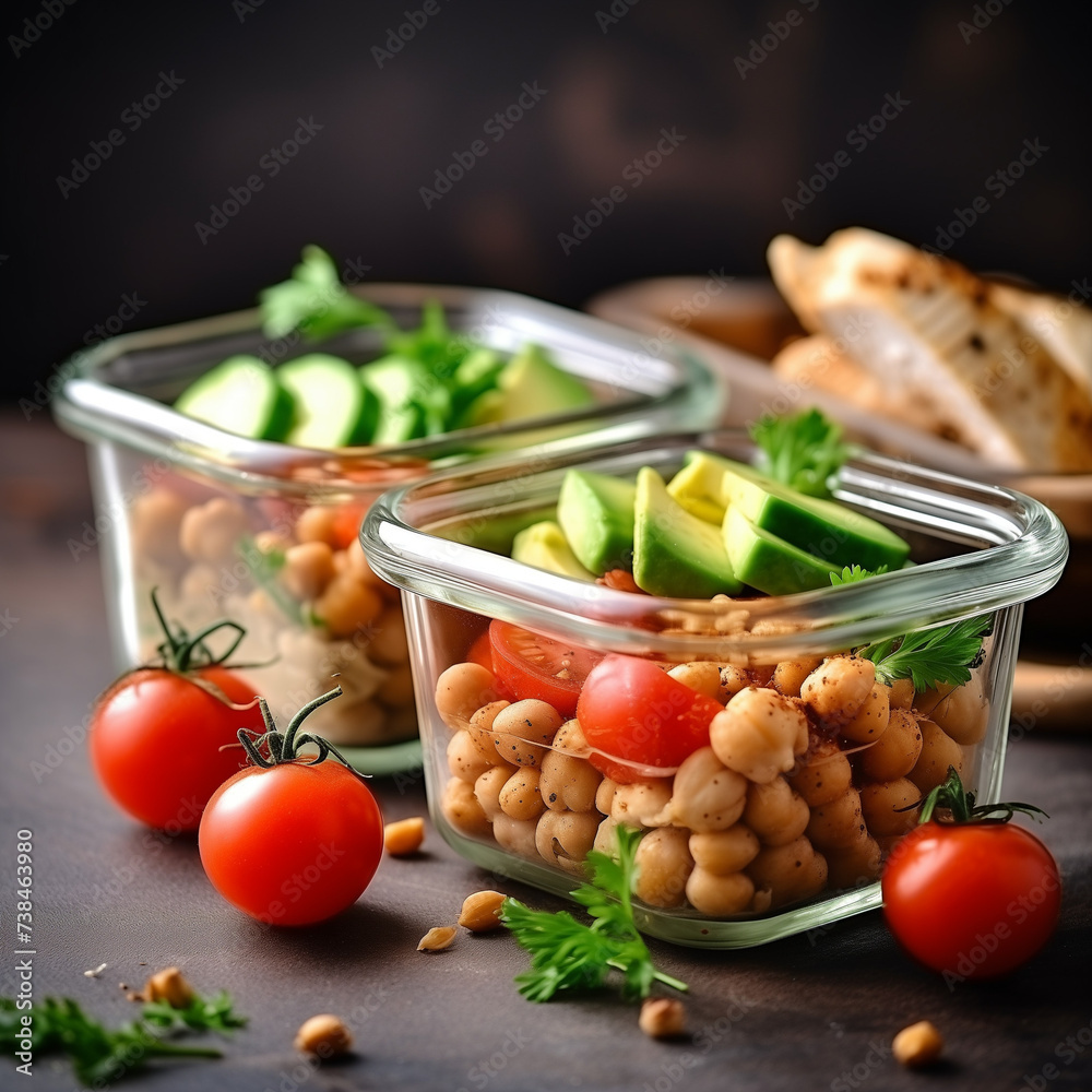 Fresh and Healthy Vegetable Salad in a Kitchen Basket Fresh and Healthy Vegetable Salad in a Kitchen Basket