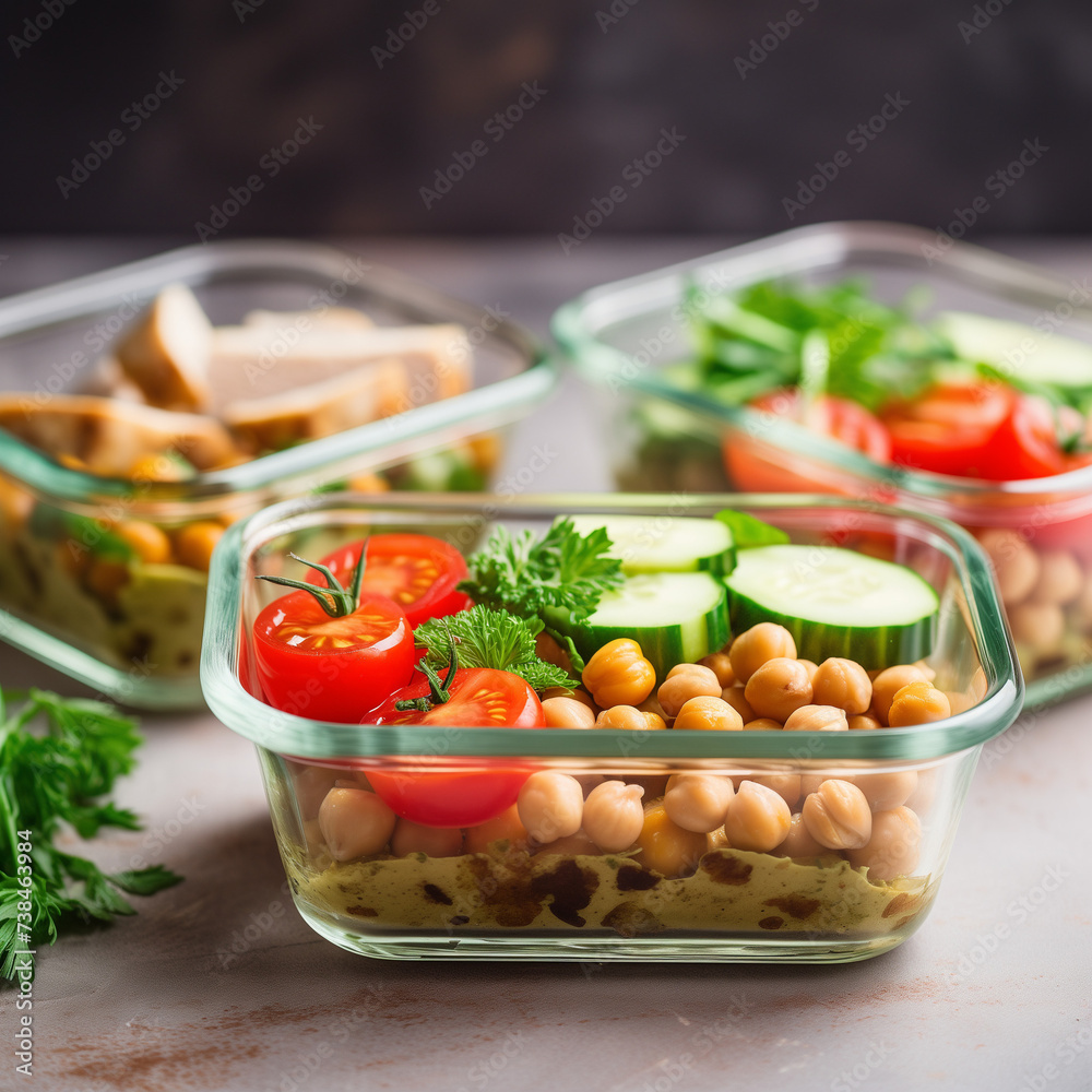 Fresh and Healthy Vegetable Salad in a Kitchen Basket Fresh and Healthy Vegetable Salad in a Kitchen Basket