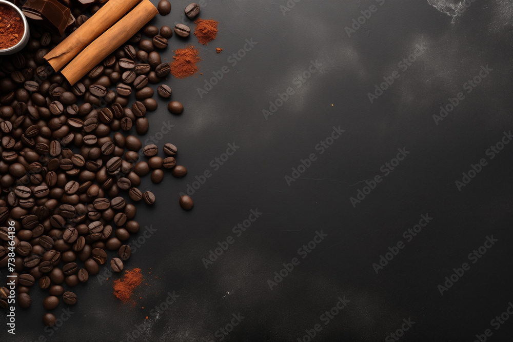 Closeup of aromatic roasted coffee beans with cinnamon sticks, grinder, and a cup in a white background – a delicious blend of dark chocolate, spice, and caffeine for a gourmet beverage experience Closeup of aromatic roasted coffee beans with cinnamon sticks, grinder, and a cup in a white background – a delicious blend of dark chocolate, spice, and caffeine for a gourmet beverage experience