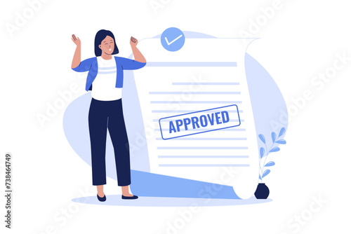 Vector flat of approved document. Vector flat illustration