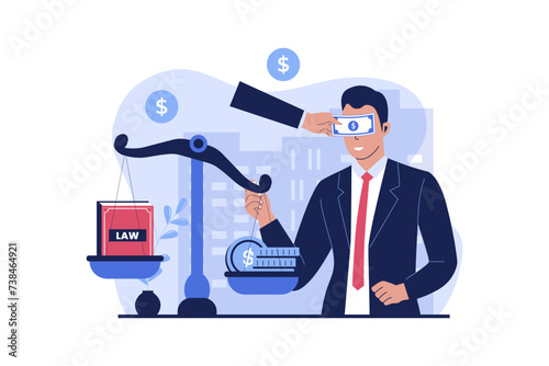 Corruption illustration concept. Vector flat illustration