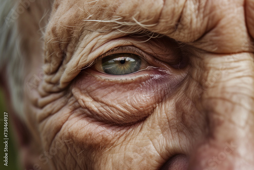 Close-up of an elderly man's eyes. Selective focus.