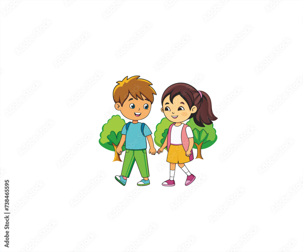 children playing in the park character mascot illustration children playing in the park character mascot illustration