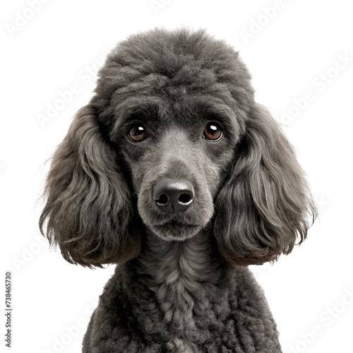 Portrait of black poodle with transparent background