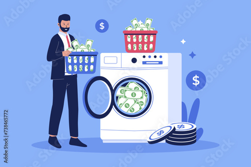Money laundering concept. Vector flat illustration photo