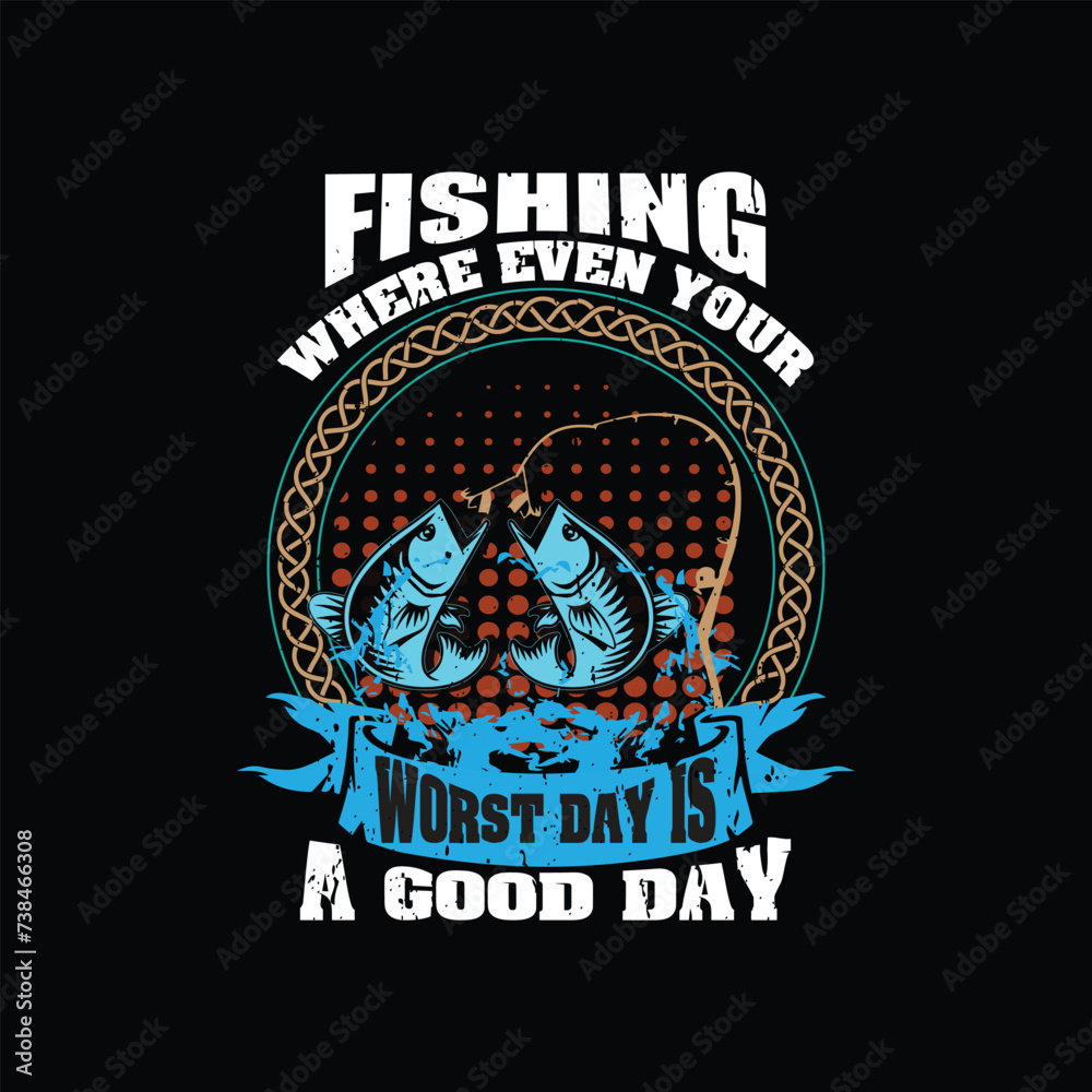 Fishing t shirt design, creative vector fishing t shirt 