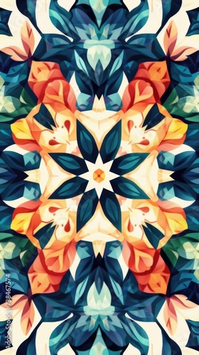 Pattern of colorful kaleidoscope. Vertical background 