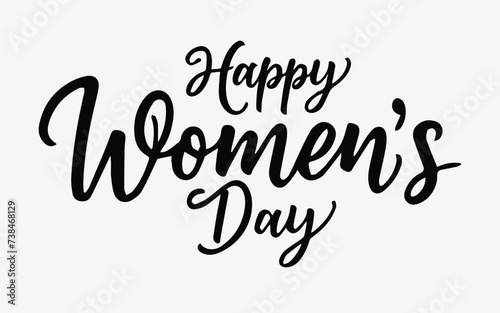Happy women's day lettering hand drawn inscription. 8 of march international women's day holiday calligraphy. Invitation, greeting card decoration. Elegant typo script, Vector illustration