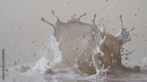 A milk splash frozen in mid-air on bacground white