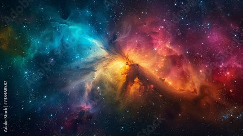 a nebula in deep space, with vibrant colors and swirling cosmic dust, showcasing the beauty of star formation