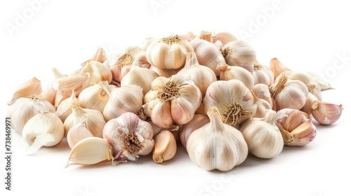 A Pile of garlic on white background 