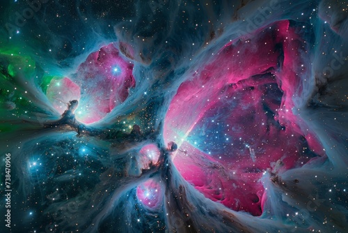 the Orion Nebula, showcasing the nursery of new s photo