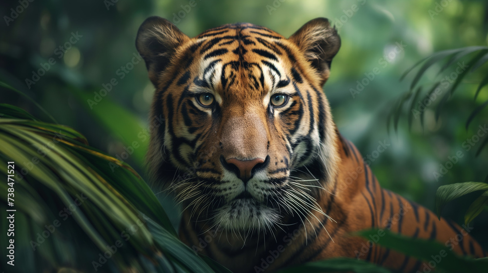 tiger in close up They display awe-inspiring features and intense gazes in their natural habitat. tiger in close up They display awe-inspiring features and intense gazes in their natural habitat.